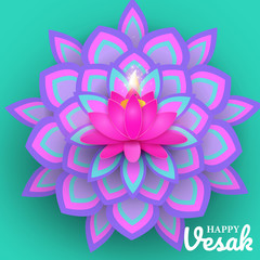Illustration of Happy Vesak Day or Buddha Purnima background.