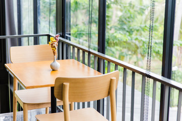 table of coffee shop outside view