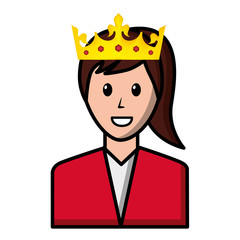 young woman with crown avatar character vector illustration design