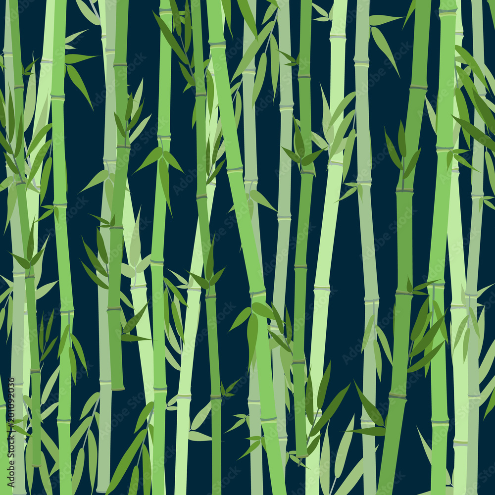 Poster Cartoon Bamboo Forest Landscape Background. Vector