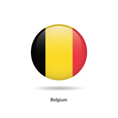 Fototapeta premium Belgium flag - round glossy button. Vector Illustration.