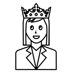 young woman with crown avatar character vector illustration design
