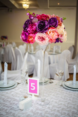 Impressive and beautiful wedding set up. Selective focus. Toned image. Ceremony