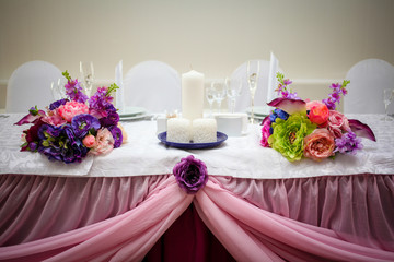 Impressive and beautiful wedding set up. Selective focus. Toned image. Ceremony