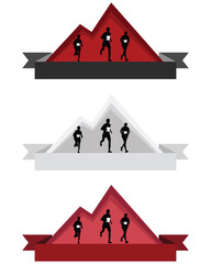 Color mountain running logos or badges vector illustration