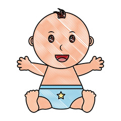 baby boy with diaper isolated icon vector illustration design