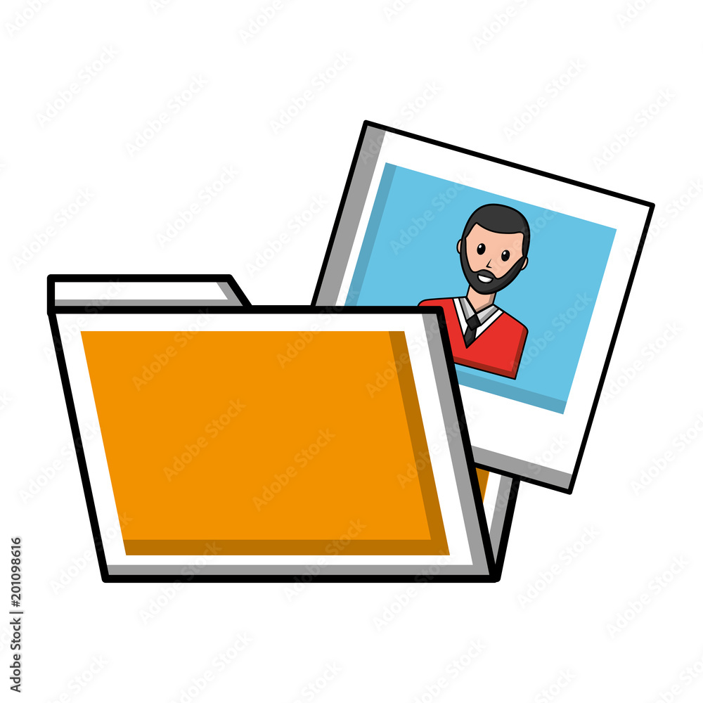 Poster folder document with picture file vector illustration design