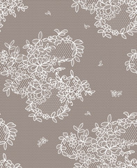 seamless floral lace pattern, vector illustration - obrazy, fototapety, plakaty