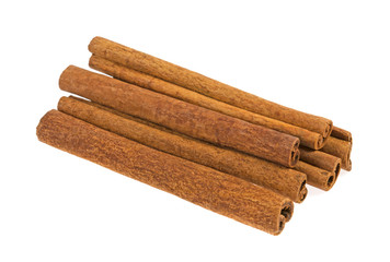 cinnamon sticks on white background