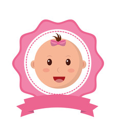 head baby girl lace with ribbon frame vector illustration design