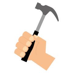 hand with hammer tool vector illustration design