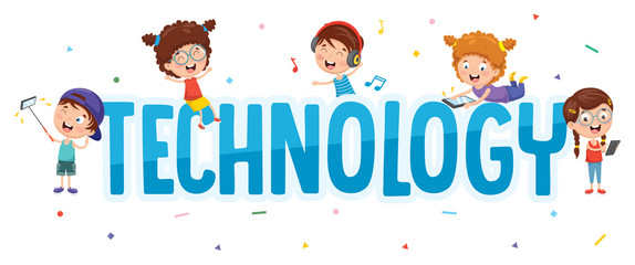 Fototapeta premium Vector Illustration Of Kids Technology