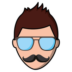 man with mustache and glasses hipster style