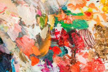 Obraz na płótnie Canvas close-up of different colors with oil paint. colored acrylic. the concept of modern art. background image
