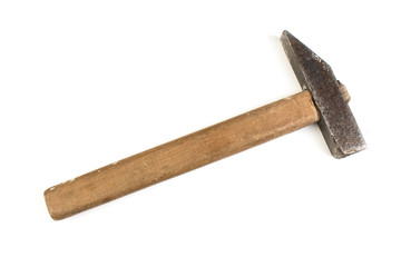 The hammer isolated on white background. Top view.