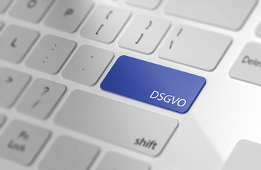 Blaue DSGVO Taste auf Tastatur