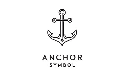 Anchor Mono Line Art for Nautical Marine Ship Boat logo design  © Enola99d