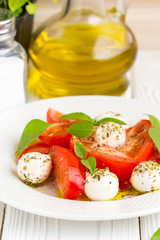 Italian fresh tomato Caprese salad, mozzarella and Basil