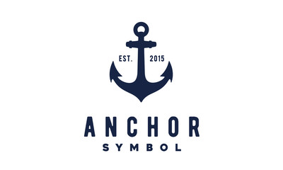 Simple Anchor Silhouette Vintage Retro logo design for boat ship navy nautical transport © Enola99d