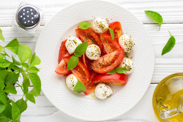Italian fresh tomato Caprese salad, mozzarella and Basil