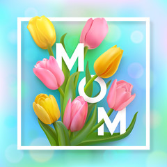 Happy mothers day card with tulips