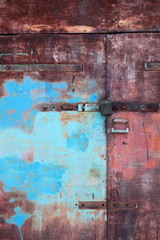 scratched painted metal door