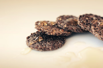 Honey on a flax crisps still life