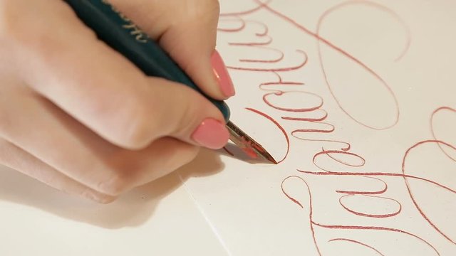 Girl writes calligraphy 6