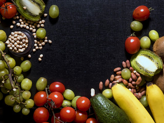 summer seasonal fresh superfood with seeds nuts and fruits