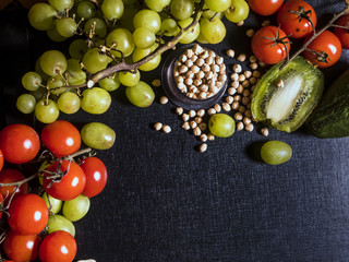 summer seasonal fresh superfood with seeds nuts and fruits