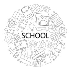 Vector school pattern with word. School background