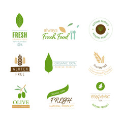 Natural and organic element logo green color. vintage label and badge vector design.