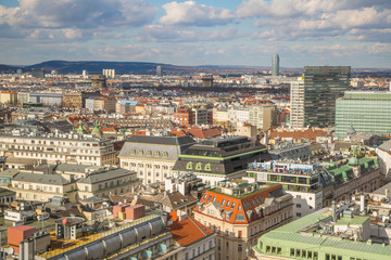 Fototapeta na wymiar Panorama, Altstadt und Sehenswürdigkeiten von Wien, Österreich