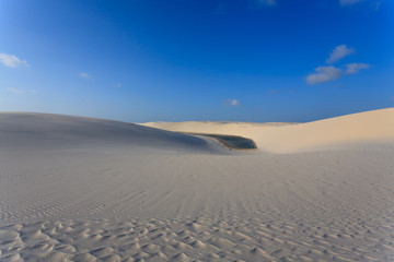 White sand dunes panorama from Lencois Maranhenses National Park, Brazil.