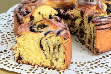 sweet bun with jam and poppy grains