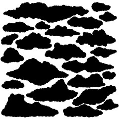 Set of clouds silhouette, Clouds isolated on white Background. , Clouds patterns and clouds icons, filling sky scenes or user interface games backgrounds.