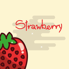 strawberry fruit delicious shiny poster vector illustration