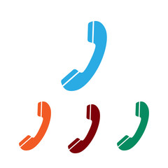Phone icon. Vector illustration, flat design. Set of colored phone icons. Handset icon.