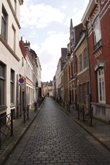 Fototapeta na wymiar Rue pavés à Lille, Nord