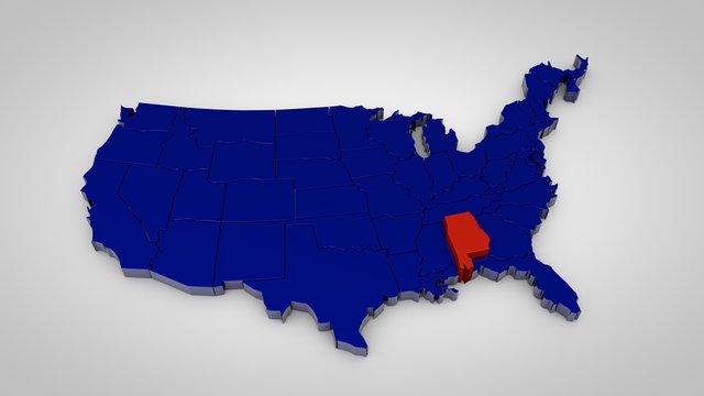 usa map with alabama map highlited 3d render