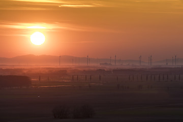 sunset over the agricultural country, Austria
