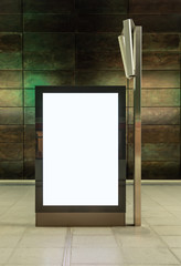 blank digital display advertisement billboard in subway station