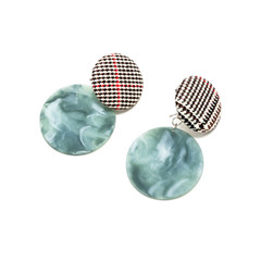 Plaid Button Earrings