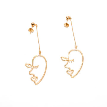 Long Gold Modern Art Picasso Face Earrings Stock Photo | Adobe Stock