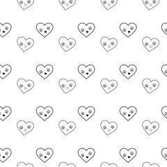 Dog paw print in heart seamless pattern. Traces of Cat Textile line heart Pattern. Cat footprint seamless pattern. Vector seamless