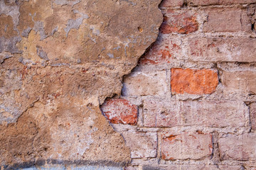 old wall cracked plaster