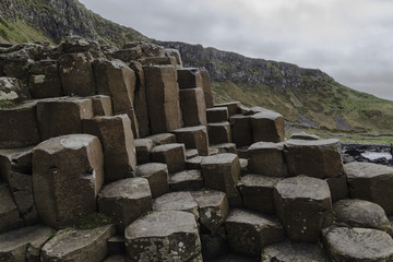 Giant's Causeway Hexagonal Basalt Rocks, Travel Attraction, Atlantic Ocean Coastline