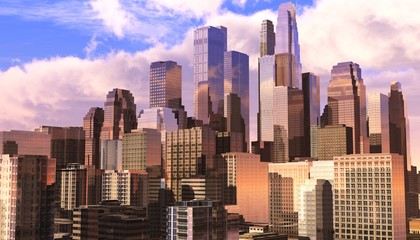 Fototapeta na wymiar beautiful modern city, modern high-rise buildings, skyscrapers, 3D rendering