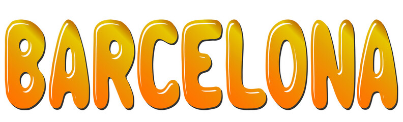 Barcelona european city. Lettering design. Hand drawn typographic composition.