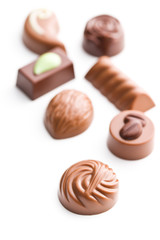 Mixed belgian pralines. Chocolate truffles.